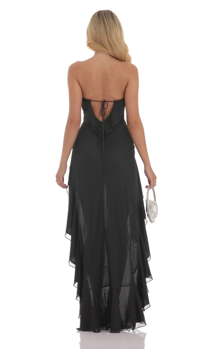 DingJi Wedding Elegant Ruffle Edges Off Shoulder Mesh High and Low Homecoming Dresses